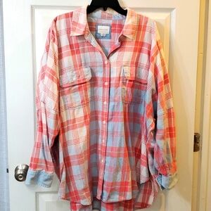 American Eagle Plaid Oversized Button Down Shirt Size L